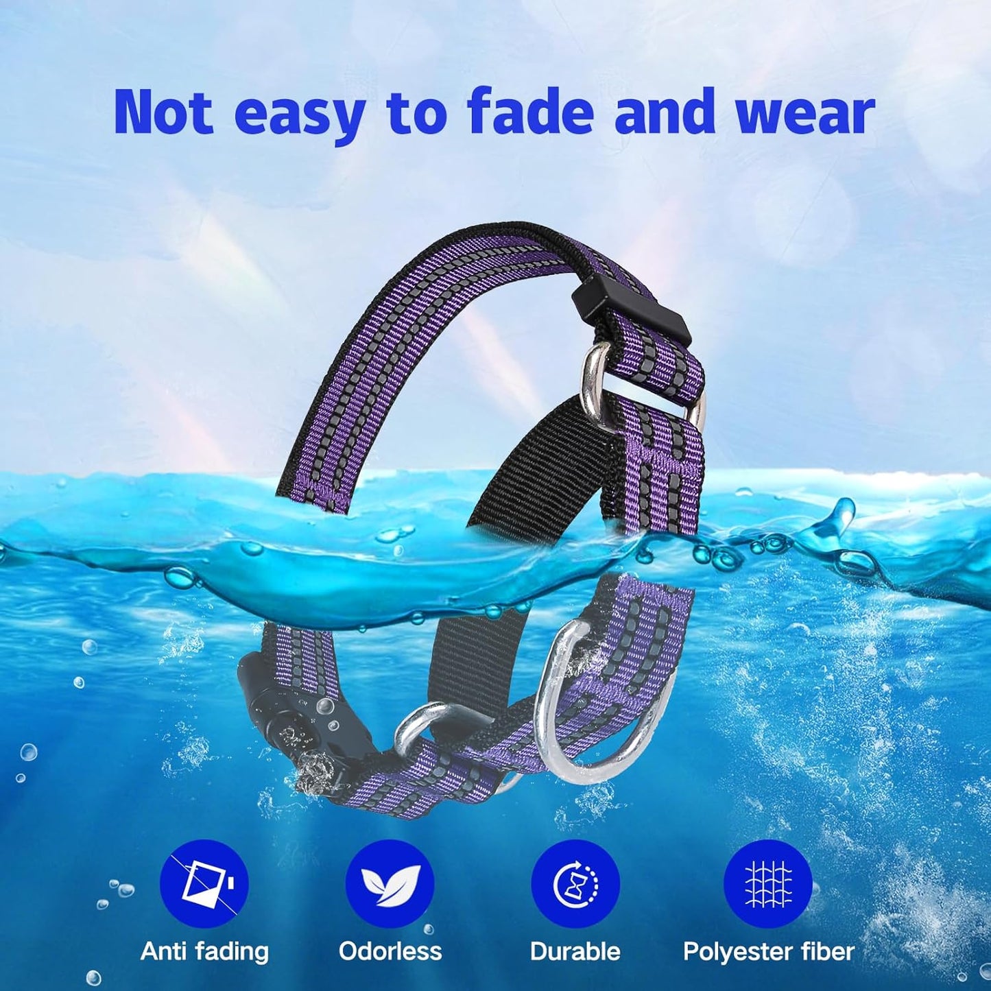 Martingale Dog Collar, Adjustable Nylon Reflective Collar with Buckle No Pull Dog Collar for Small Medium Large Dogs (Purple S)