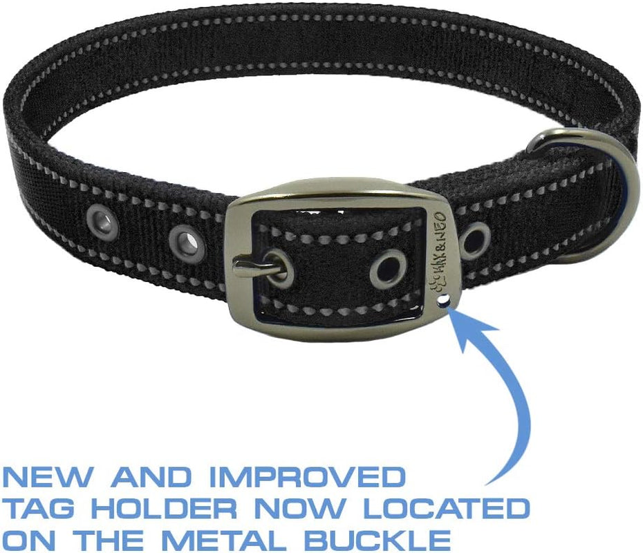 MAX Reflective Metal Buckle Dog Collar - We Donate a Collar to a Dog Rescue for Every Collar Sold (Small, Black)