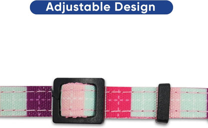 Pet Multicolor Cat Collar Teal/Pink/Purple with Safety Buckle and Removable Bell for Cats and Kittens