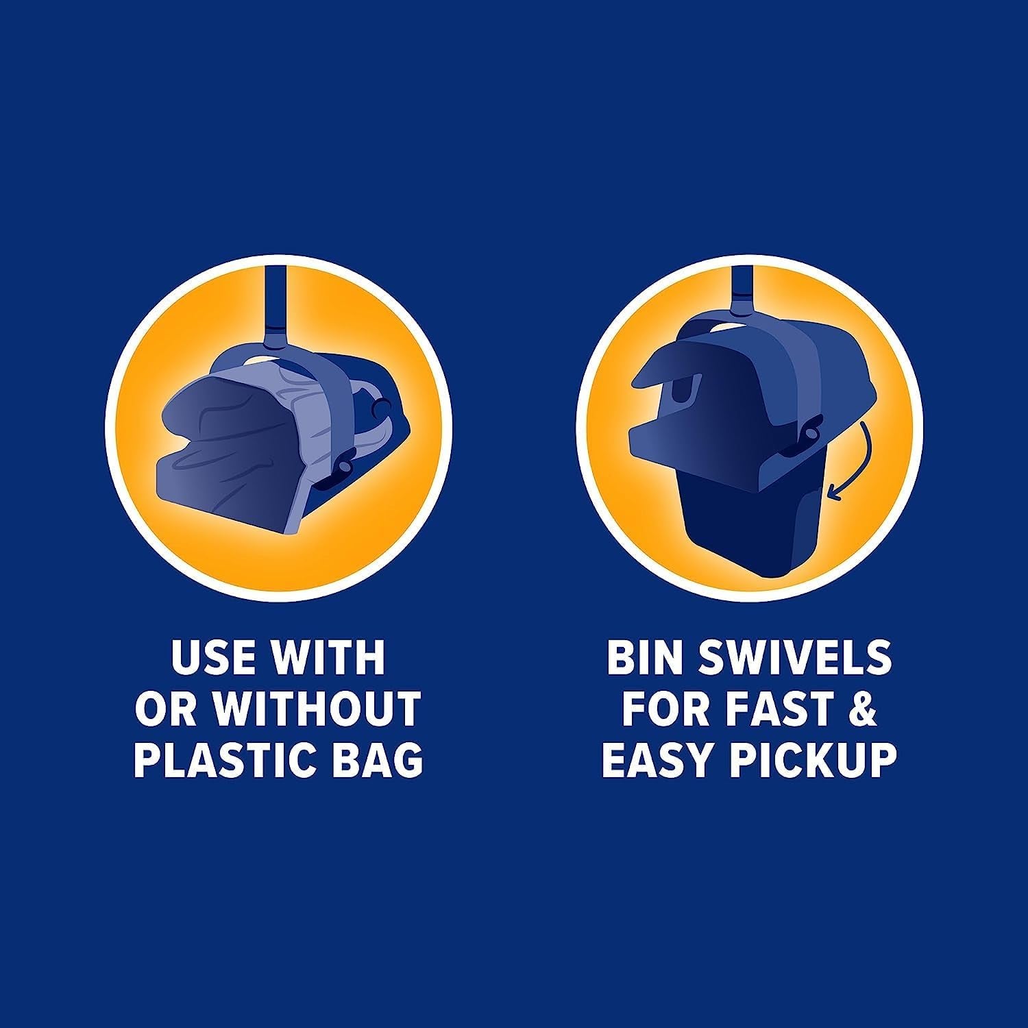 Dog Pooper Scooper Swivel Bin & Rake, Poop Scoop for Dogs, Black (2 Heavy Duty Scented Waste Bags Included)