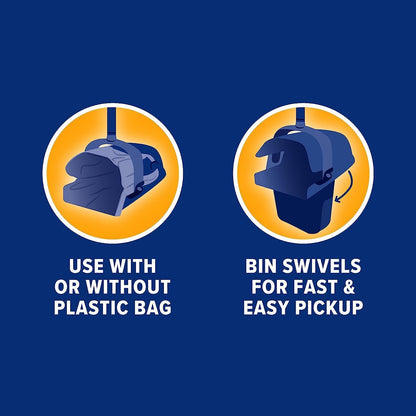 Dog Pooper Scooper Swivel Bin & Rake, Poop Scoop for Dogs, Black (2 Heavy Duty Scented Waste Bags Included)