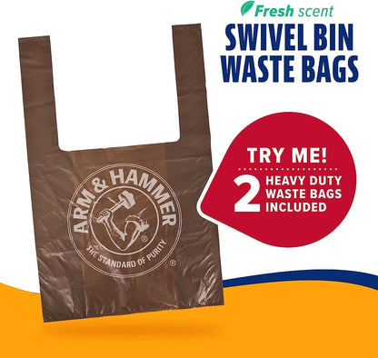 Dog Pooper Scooper Swivel Bin & Rake, Poop Scoop for Dogs, Black (2 Heavy Duty Scented Waste Bags Included)