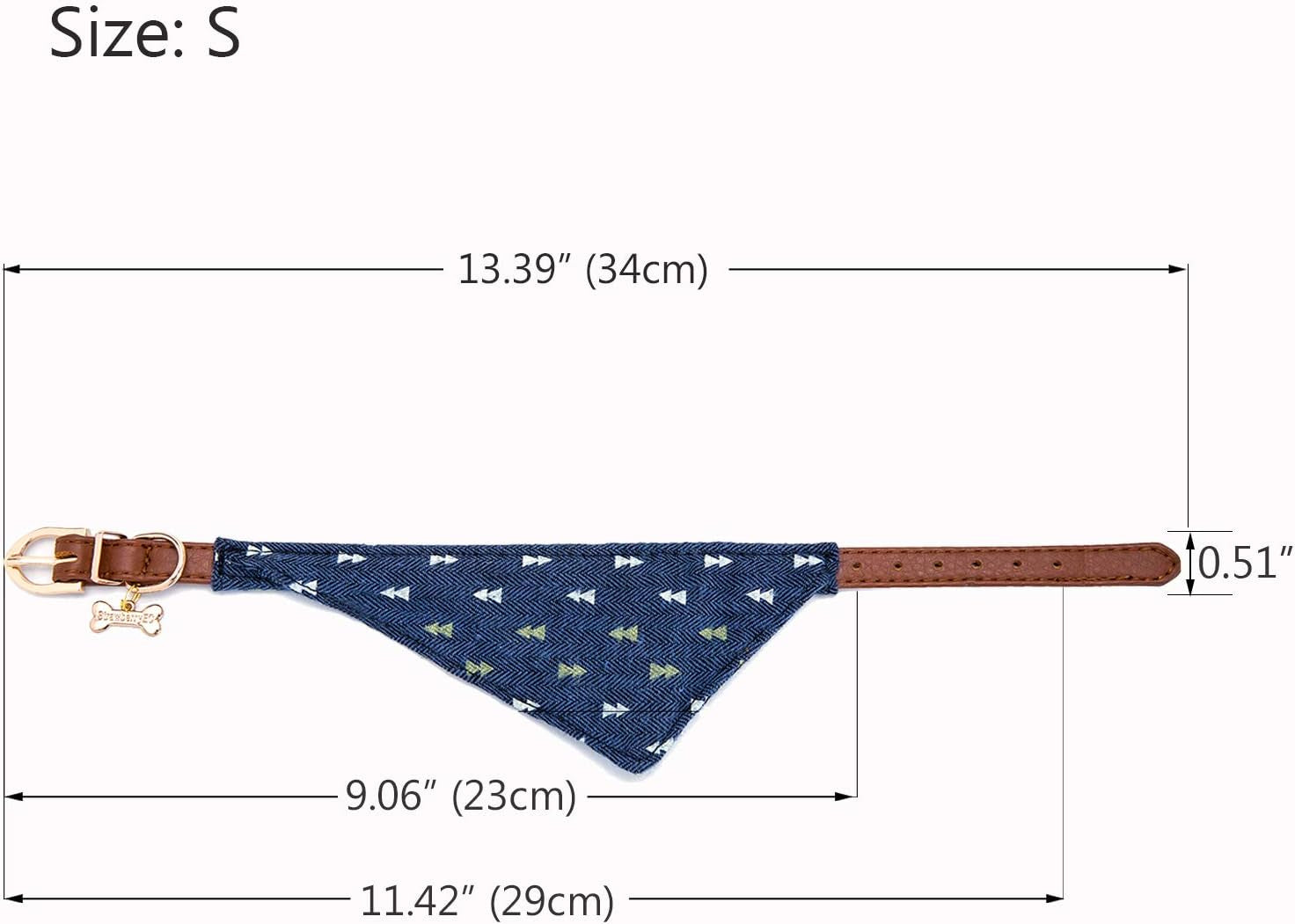 Puppy Collars for Small Dogs -  Adjustable Puppy Id Buckle Collar Leather. Cute Plaid Bandana Dog Collar (Bandana-Navy-Note)