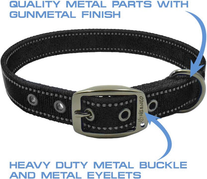 MAX Reflective Metal Buckle Dog Collar - We Donate a Collar to a Dog Rescue for Every Collar Sold (Small, Black)