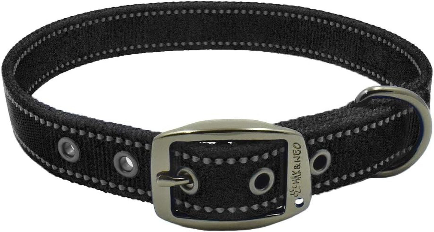 MAX Reflective Metal Buckle Dog Collar - We Donate a Collar to a Dog Rescue for Every Collar Sold (Small, Black)