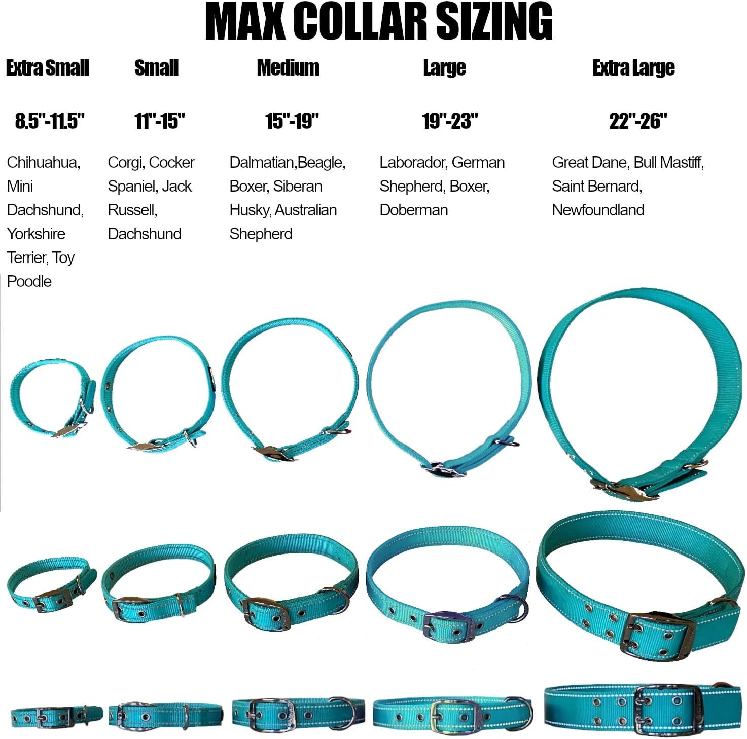 MAX Reflective Metal Buckle Dog Collar - We Donate a Collar to a Dog Rescue for Every Collar Sold (Small, Black)