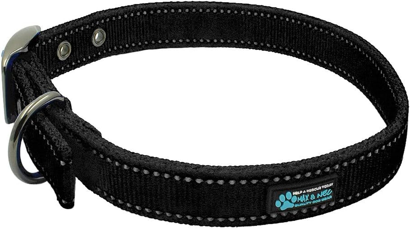 MAX Reflective Metal Buckle Dog Collar - We Donate a Collar to a Dog Rescue for Every Collar Sold (Small, Black)