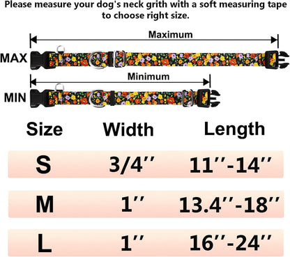 Martingale No Pull Collar with Buckle Adjustable Nylon Slip Collar for Dogs Training Walking (Orange Floral, Small)
